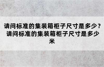 请问标准的集装箱柜子尺寸是多少？ 请问标准的集装箱柜子尺寸是多少米